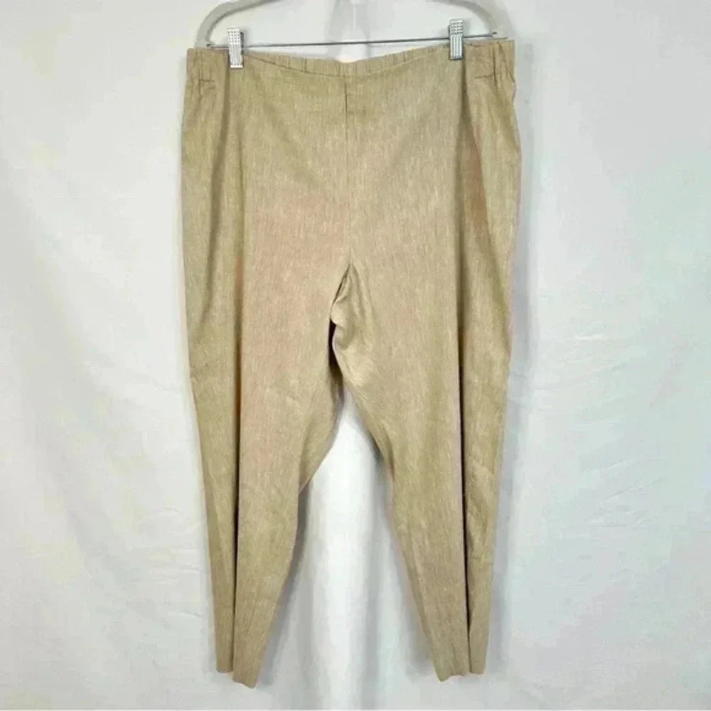 J. Jill Womens Pants Beige Size Large Linen Stretch Pull On Linen Blend‎